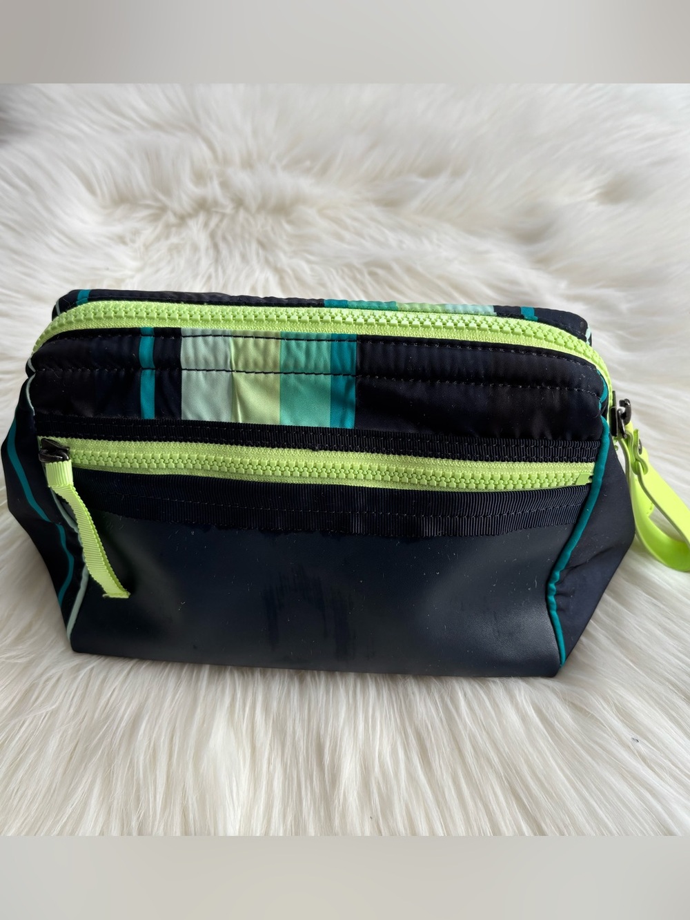 Lululemon Black Cosmetic Bag with Teal and Lime Accents